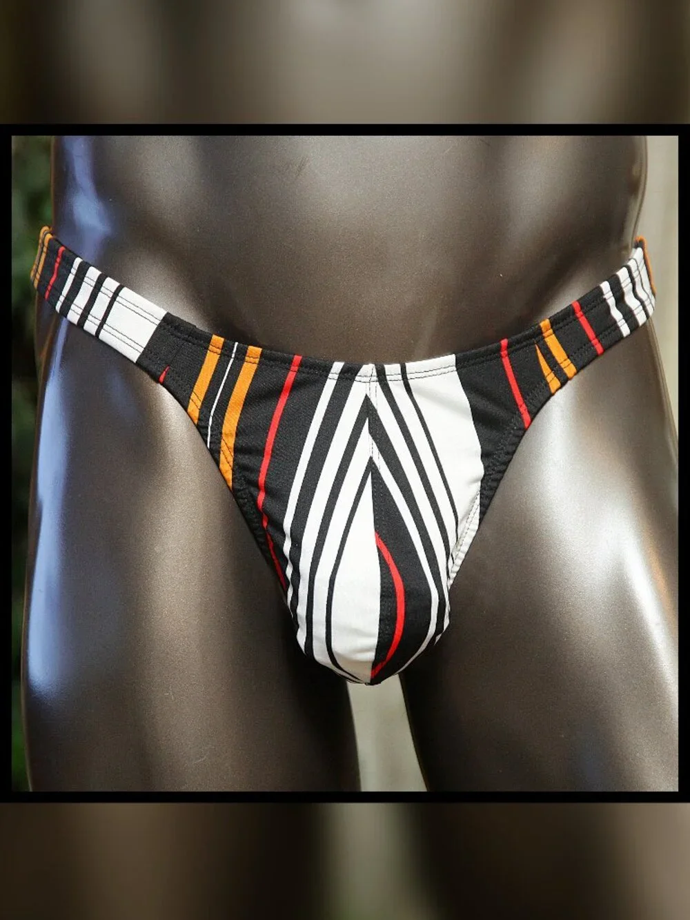 Mens Striped Print 1 1/4 Sides Thong Handmade